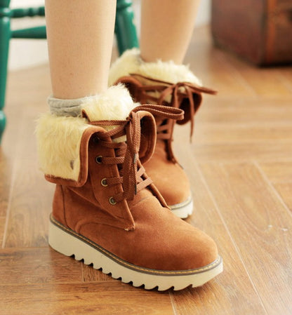 Frosted Lace-Up Snow Boots